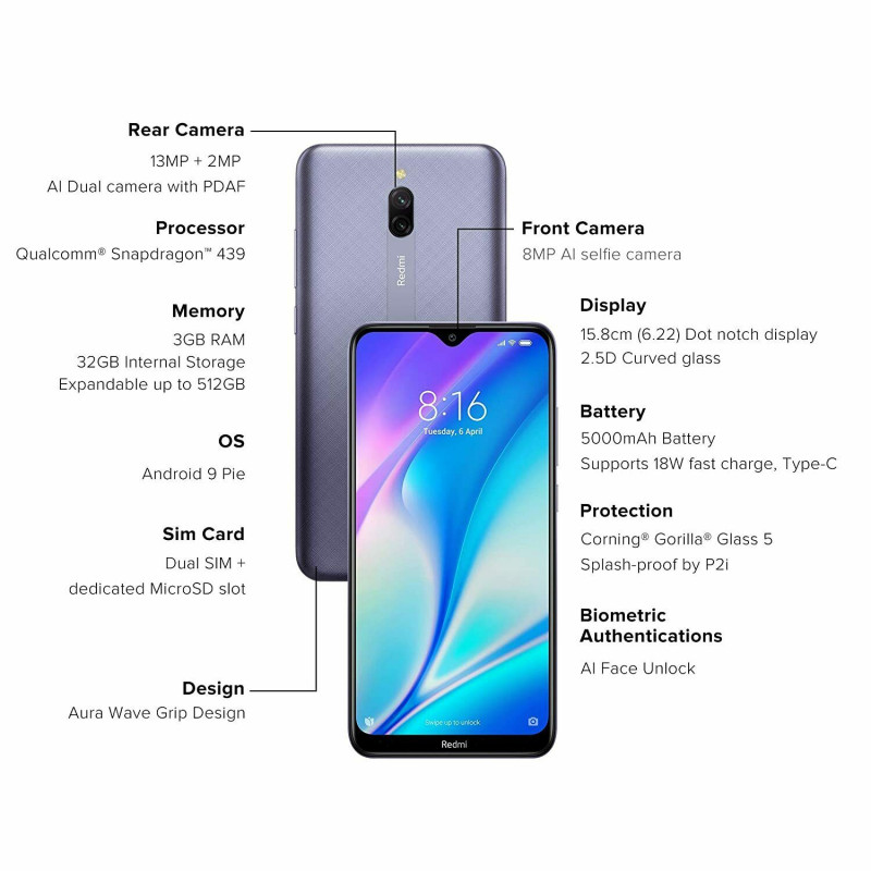 Xiaomi Redmi 8A-64GB,3GB RAM